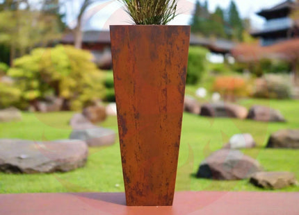 Steel Radius Tapered Planters - Corten Steel Outdoor Planter Box - Phoenix Fire Art Store