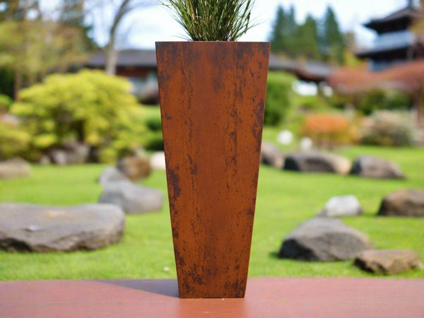 Steel Radius Tapered Planters - Corten Steel Outdoor Planter Box