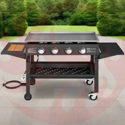 Portable Outdoor 4 Burner Propane Flat Top Gas Grill W/ Wheels, 60K BTU (SAK66104) - Phoenix Fire Art Store
