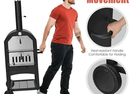 Portable Outdoor Wood Fired Pizza Oven W/ Pizza Stone & Waterproof Cover (SAK82635) - Phoenix Fire Art Store