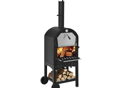 Portable Outdoor Wood Fired Pizza Oven W/ Pizza Stone & Waterproof Cover (SAK82635) SAKSBY WHOLESALE