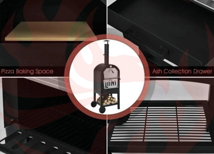 Portable Outdoor Wood Fired Pizza Oven W/ Pizza Stone & Waterproof Cover (SAK82635) - Phoenix Fire Art Store