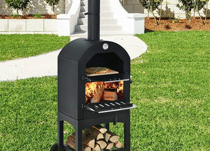 Portable Outdoor Wood Fired Pizza Oven W/ Pizza Stone & Waterproof Cover (SAK82635) - Phoenix Fire Art Store