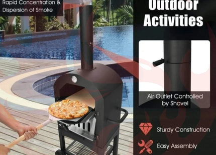 Portable Outdoor Wood Fired Pizza Oven W/ Pizza Stone & Waterproof Cover (SAK82635) - Phoenix Fire Art Store