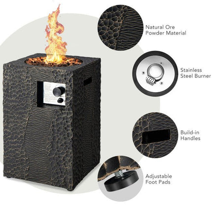 Alora Premium 16FT Square Outdoor Propane Fire Pit W/ Lava Rocks Waterproof Cover, 30,000 BTU (93195268)