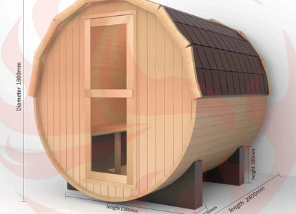 Thermora Premium All-Weather Outdoor Pinewood Barrel Sauna Kit With 4.5KW Heater And Tempered Glass Window (SAK91462) - Phoenix Fire Art Store