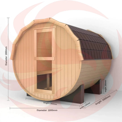 Thermora Premium All-Weather Outdoor Pinewood Barrel Sauna Kit With 4.5KW Heater And Tempered Glass Window (SAK91462) - Phoenix Fire Art Store
