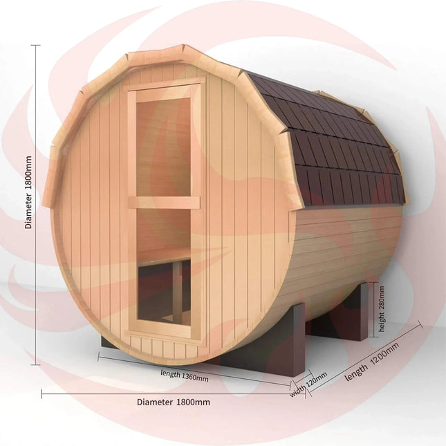 Thermora Premium All-Weather Outdoor Pinewood Barrel Sauna Kit With 4.5KW Heater And Tempered Glass Window (SAK91462) - Phoenix Fire Art Store