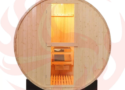 Thermora Premium All-Weather Outdoor Pinewood Barrel Sauna Kit With 4.5KW Heater And Tempered Glass Window (SAK91462) - Phoenix Fire Art Store