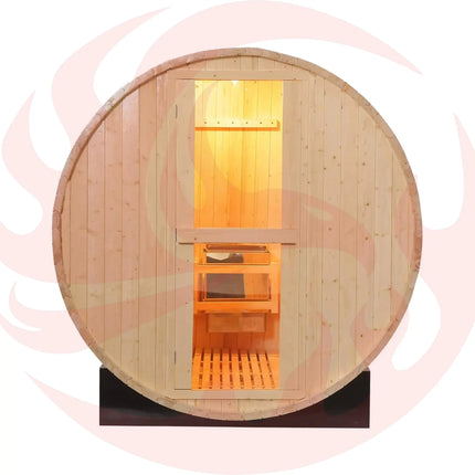 Thermora Premium All-Weather Outdoor Pinewood Barrel Sauna Kit With 4.5KW Heater And Tempered Glass Window (SAK91462) - Phoenix Fire Art Store
