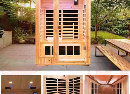 Thermora Premium 2-Person Indoor Outdoor Low EMF FAR-Infrared Hemlock Wood Personal Home Sauna Spa, 1750W (SAK27451) - Phoenix Fire Art Store