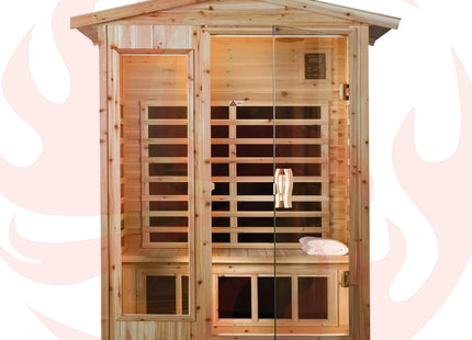 Thermora Premium 2-Person Indoor Outdoor Low EMF FAR-Infrared Hemlock Wood Personal Home Sauna Spa, 1750W (SAK27451) - Phoenix Fire Art Store