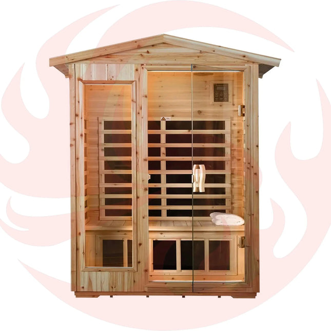 Thermora Premium 2-Person Indoor Outdoor Low EMF FAR-Infrared Hemlock Wood Personal Home Sauna Spa, 1750W (SAK27451) - Phoenix Fire Art Store