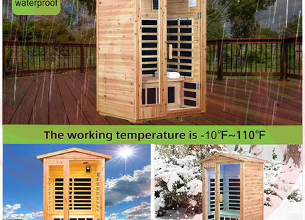 Thermora Premium 2-Person Indoor Outdoor Low EMF FAR-Infrared Hemlock Wood Personal Home Sauna Spa, 1750W (SAK27451) - Phoenix Fire Art Store