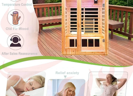 Thermora Premium 2-Person Indoor Outdoor Low EMF FAR-Infrared Hemlock Wood Personal Home Sauna Spa, 1750W (SAK27451) - Phoenix Fire Art Store