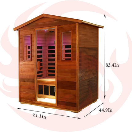 Thermora Luxury 3-Person Outdoor Mahogany Full Spectrum Ultra-Low EMF FAR Infrared Sauna With Chromotherapy And Bluetooth Speakers (SAK83460) - Phoenix Fire Art Store