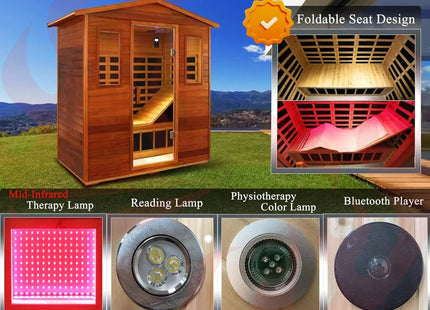 Thermora Luxury 3-Person Outdoor Mahogany Full Spectrum Ultra-Low EMF FAR Infrared Sauna With Chromotherapy And Bluetooth Speakers (SAK83460) - Phoenix Fire Art Store