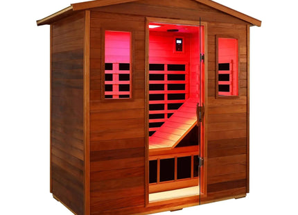Thermora Luxury 3-Person Outdoor Mahogany Full Spectrum Ultra-Low EMF FAR Infrared Sauna With Chromotherapy And Bluetooth Speakers (SAK83460) - Phoenix Fire Art Store