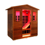 Thermora Luxury 3-Person Outdoor Mahogany Full Spectrum Ultra-Low EMF FAR Infrared Sauna With Chromotherapy And Bluetooth Speakers (SAK83460)