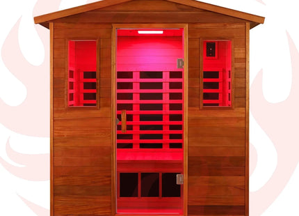 Thermora Luxury 3-Person Outdoor Mahogany Full Spectrum Ultra-Low EMF FAR Infrared Sauna With Chromotherapy And Bluetooth Speakers (SAK83460) - Phoenix Fire Art Store