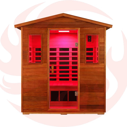 Thermora Luxury 3-Person Outdoor Mahogany Full Spectrum Ultra-Low EMF FAR Infrared Sauna With Chromotherapy And Bluetooth Speakers (SAK83460) - Phoenix Fire Art Store