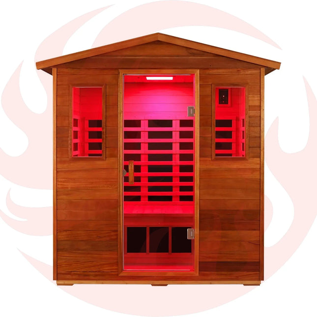 Thermora Luxury 3-Person Outdoor Mahogany Full Spectrum Ultra-Low EMF FAR Infrared Sauna With Chromotherapy And Bluetooth Speakers (SAK83460) - Phoenix Fire Art Store