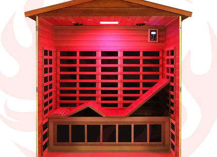 Thermora Luxury 3-Person Outdoor Mahogany Full Spectrum Ultra-Low EMF FAR Infrared Sauna With Chromotherapy And Bluetooth Speakers (SAK83460) - Phoenix Fire Art Store