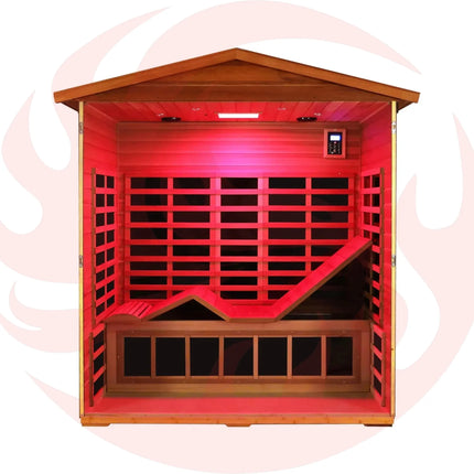Thermora Luxury 3-Person Outdoor Mahogany Full Spectrum Ultra-Low EMF FAR Infrared Sauna With Chromotherapy And Bluetooth Speakers (SAK83460) - Phoenix Fire Art Store