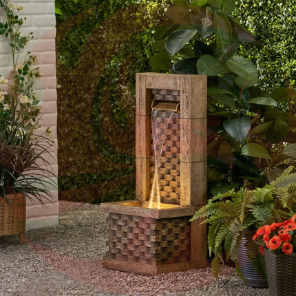 Premium 35-Inch Hand-Crafted Weather-Resistant Waterfall Fountain With LED Lights (SAK86757) - Phoenix Fire Art Store