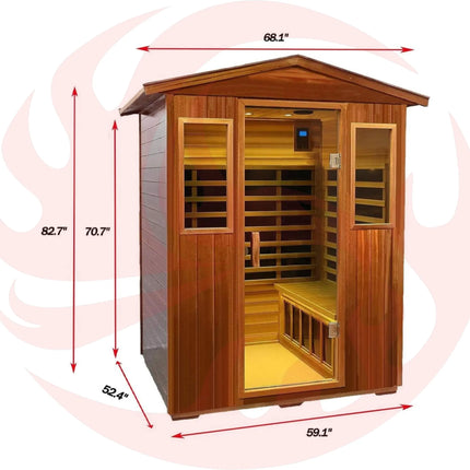 Thermora Premium 4-Person Luxury Low EMF Outdoor FAR Infrared Home Sauna With Bluetooth Audio, 2050W (SAK15372) SAKSBY WHOLESALE