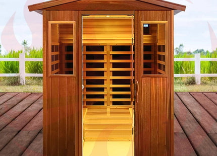 Thermora Premium 4-Person Luxury Low EMF Outdoor FAR Infrared Home Sauna With Bluetooth Audio, 2050W (SAK15372) SAKSBY WHOLESALE