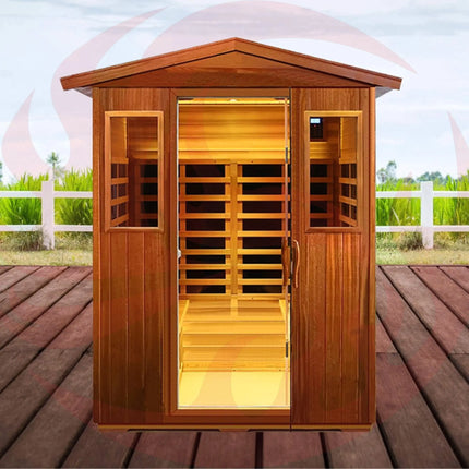 Thermora Premium 4-Person Luxury Low EMF Outdoor FAR Infrared Home Sauna With Bluetooth Audio, 2050W (SAK15372) SAKSBY WHOLESALE