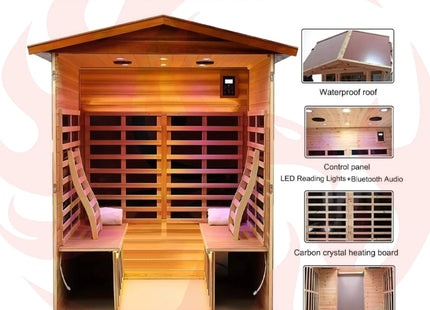 Thermora Premium 4-Person Luxury Low EMF Outdoor FAR Infrared Home Sauna With Bluetooth Audio, 2050W (SAK15372) SAKSBY WHOLESALE