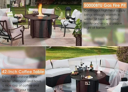 Alora Premium 42" Outdoor Propane Patio Gas Fire Pit Coffee Table W/ Cover, 50K BTU (SAK95331) - Phoenix Fire Art Store