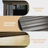 [10x12FT] Alora Premium Against Wall Mounted Solarium Sunroom With Galvanized Steel Sloping Roof (SAK96375)