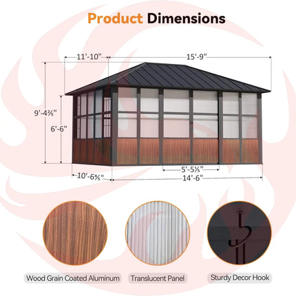 Alora Premium Hardtop Aluminum Sunroom Solarium With TV Mount And Sliding Doors (SAK60439) SAKSBY WHOLESALE