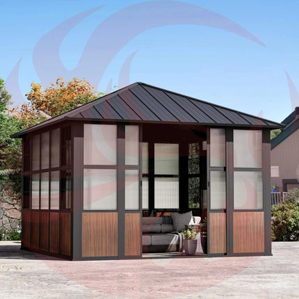 Alora Premium Hardtop Aluminum Sunroom Solarium With TV Mount And Sliding Doors (SAK60439) SAKSBY WHOLESALE