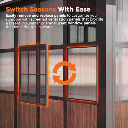 Alora Premium Hardtop Aluminum Sunroom Solarium With TV Mount And Sliding Doors (SAK60439) SAKSBY WHOLESALE