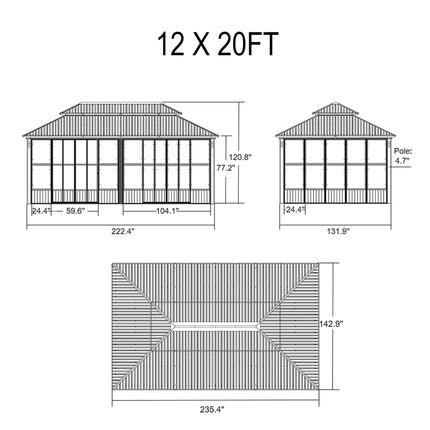 Alora Prestige Premium Hardtop Double Top Outdoor Patio Solarium Sunroom (SAK43078) SAKSBY WHOLESALE