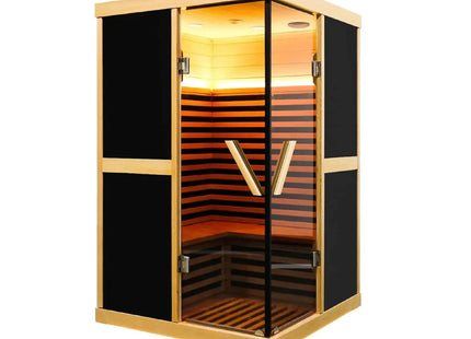 Thermora Premium Large 2-Person V-Shaped FAR Infrared Sauna Room With Double Glass Doors, 1980W (SAK96413) - Phoenix Fire Art Store