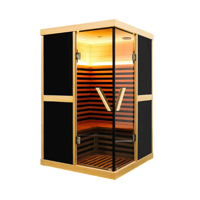 Thermora Premium Large 2-Person V-Shaped FAR Infrared Sauna Room With Double Glass Doors, 1980W (SAK96413) - Phoenix Fire Art Store