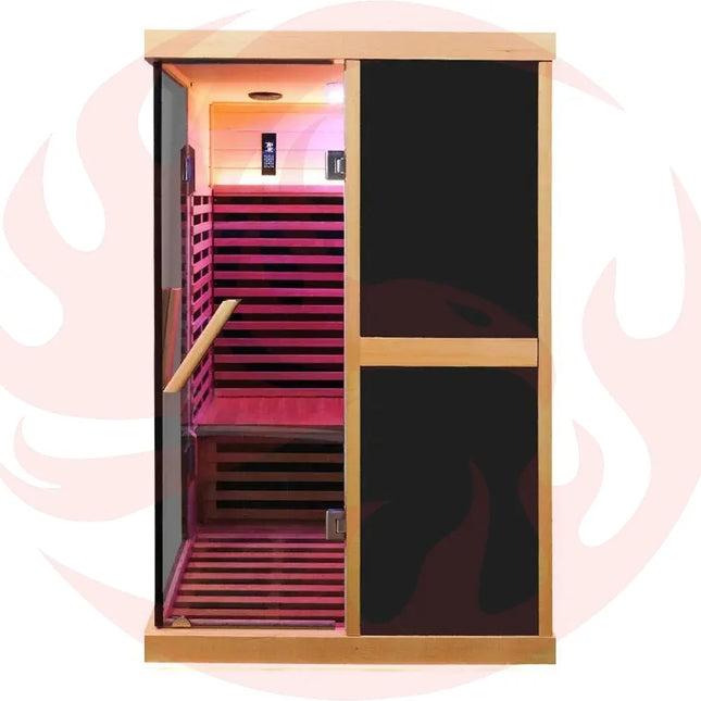 Thermora Premium Large 2-Person V-Shaped FAR Infrared Sauna Room With Double Glass Doors, 1980W (SAK96413) - Phoenix Fire Art Store
