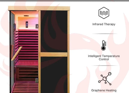 Thermora Premium Large 2-Person V-Shaped FAR Infrared Sauna Room With Double Glass Doors, 1980W (SAK96413) - Phoenix Fire Art Store