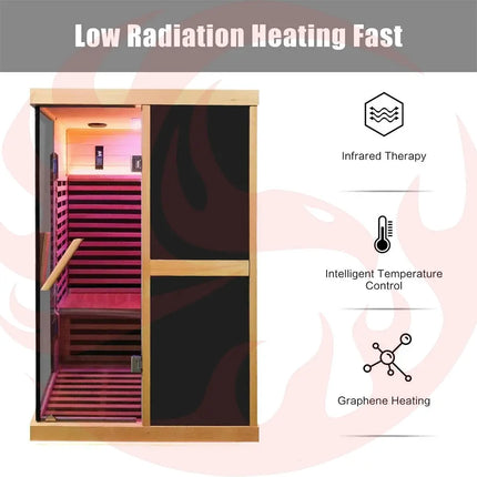 Thermora Premium Large 2-Person V-Shaped FAR Infrared Sauna Room With Double Glass Doors, 1980W (SAK96413) - Phoenix Fire Art Store