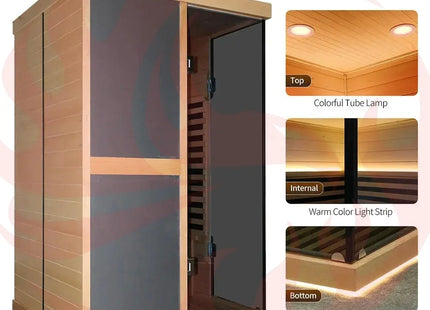 Thermora Premium Large 2-Person V-Shaped FAR Infrared Sauna Room With Double Glass Doors, 1980W (SAK96413) - Phoenix Fire Art Store