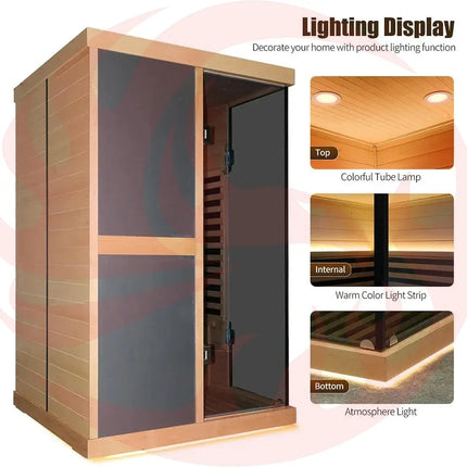 Thermora Premium Large 2-Person V-Shaped FAR Infrared Sauna Room With Double Glass Doors, 1980W (SAK96413) - Phoenix Fire Art Store