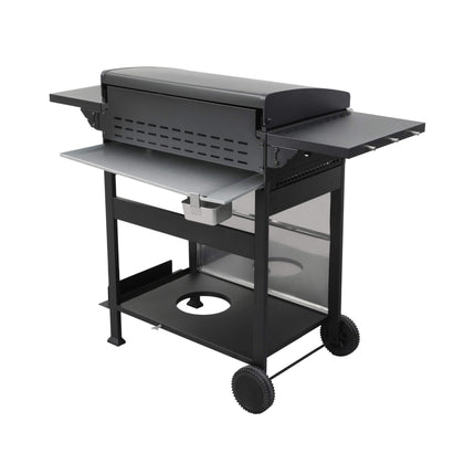 Premium Outdoor 4-Burner Propane BBQ Grill With Foldable Side Tables, Hanging Basket, And Cooking Grids (SAK53213)