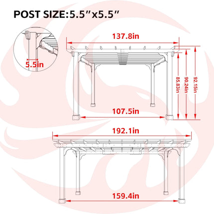 Alora Premium Outdoor Cedar Wood Pergola With Slatted Roof (SAK87024) SAKSBY WHOLESALE