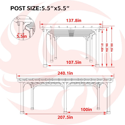 Alora Premium Outdoor Cedar Wood Pergola With Slatted Roof (SAK87024) SAKSBY WHOLESALE