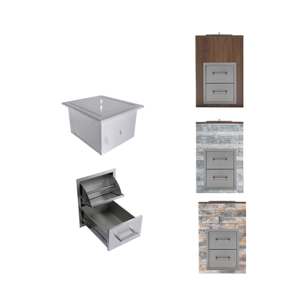 Premium Outdoor Kitchen With 32-Inch 60K BTU Built-In Stainless Steel LPG Gas Grill, Door And Drawer Combo And Stainless Steel Ice Box (SAK98661)